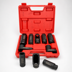 7PCS Lug Nut Remover Set, Damaged Bolt Extractor Socket Set with Twist Sockets and Drive Adapter, Wheel Lock Nut Removal Tool Kit for Stripped, Rounded, Rusted Nuts, Auto Repair, Tire Change, Garage Use