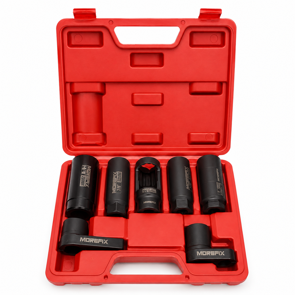 7PCS Lug Nut Remover Set, Damaged Bolt Extractor Socket Set with Twist Sockets and Drive Adapter, Wheel Lock Nut Removal Tool Kit for Stripped, Rounded, Rusted Nuts, Auto Repair, Tire Change, Garage Use