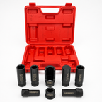 7PCS Lug Nut Remover Set, Damaged Bolt Extractor Socket Set with Twist Sockets and Drive Adapter, Wheel Lock Nut Removal Tool Kit for Stripped, Rounded, Rusted Nuts, Auto Repair, Tire Change, Garage Use