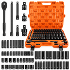 50PCS Socket Set, Mechanics Tool Kit with Ratchet Handle, Deep and Shallow Sockets, Extension Bars and Adapters, SAE Metric Socket Wrench Set in Portable Case for Auto Repair, Garage, Tire, Home Maintenance