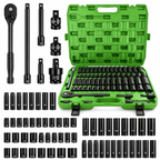50PCS Socket Set, Mechanics Tool Kit with Ratchet Handle, Deep and Shallow Sockets, Extension Bars and Adapters, SAE Metric Socket Wrench Set in Portable Case for Auto Repair, Garage, Tire, Home Maintenance