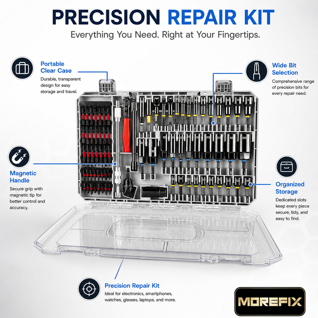 Precision Screwdriver Bit Set, Magnetic Electronics Repair Tool Kit with Multi-Size Bits, Screwdriver Handle, Extension Rod and Portable Clear Storage Case for Phone, Laptop, Tablet, Watch, Glasses, Camera, Game Console Repair