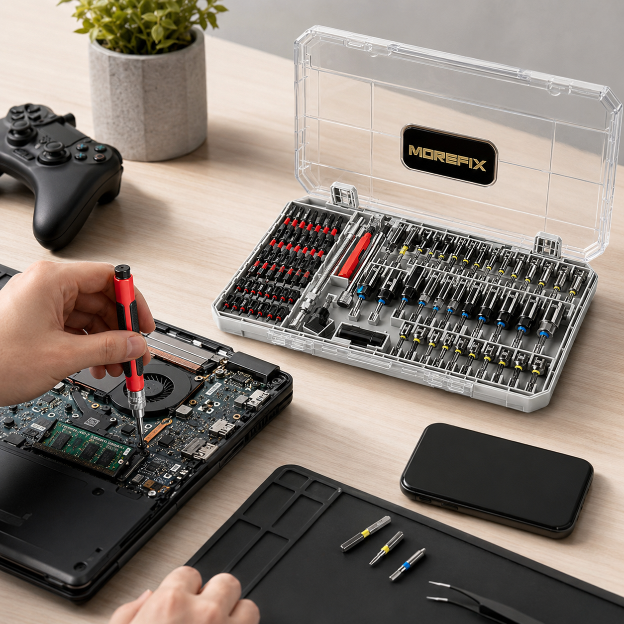 80PCS Socket Screwdriver Set, Magnetic Screwdriver Bit Set with Nut Drivers, Precision Bits, Driver Handle, Extension Adapter and Clear Storage Case, Multi-Function Tool Kit for Phone, Laptop, Home Repair, Garage, DIY