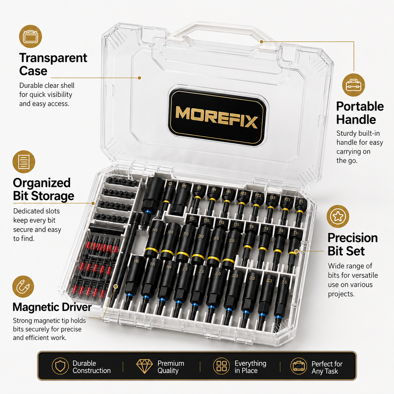 80PCS Socket Screwdriver Set, Magnetic Screwdriver Bit Set with Nut Drivers, Precision Bits, Driver Handle, Extension Adapter and Clear Storage Case, Multi-Function Tool Kit for Phone, Laptop, Home Repair, Garage, DIY