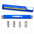 5-Piece Offset Extension Wrench Set with 4 Socket Adapters, Low-Profile Ratchet Extension Tool for Tight Spaces, Deep Recesses and Narrow Areas, Dual-End Drive Bar for Automotive, Machinery, Bicycle and Home Repair