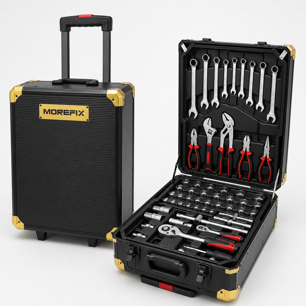 899-Piece Mechanics Tool Set with Rolling Aluminum Tool Box, Complete Household Hand Tool Kit with Sockets, Ratchet Wrenches, Combination Wrenches, Pliers and Screwdrivers for Automotive Repair, Home Maintenance and DIY Projects**