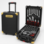 899-Piece Mechanics Tool Set with Rolling Aluminum Tool Box, Complete Household Hand Tool Kit with Sockets, Ratchet Wrenches, Combination Wrenches, Pliers and Screwdrivers for Automotive Repair, Home Maintenance and DIY Projects**