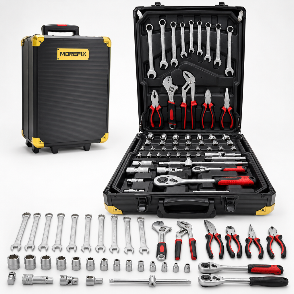 899-Piece Mechanics Tool Set with Rolling Aluminum Tool Box, Complete Household Hand Tool Kit with Sockets, Ratchet Wrenches, Combination Wrenches, Pliers and Screwdrivers for Automotive Repair, Home Maintenance and DIY Projects**
