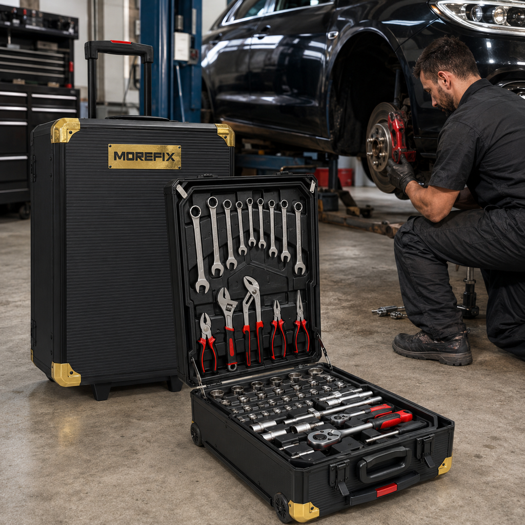 899-Piece Mechanics Tool Set with Rolling Aluminum Tool Box, Complete Household Hand Tool Kit with Sockets, Ratchet Wrenches, Combination Wrenches, Pliers and Screwdrivers for Automotive Repair, Home Maintenance and DIY Projects**