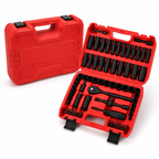 95PCS Socket Wrench Set, Mechanics Tool Kit with Ratchet Handle, Deep and Shallow Sockets, Extension Bars, Screwdriver Bits and T-Handle, Portable Red Tool Box Set for Auto Repair, Garage, Home Maintenance, DIY